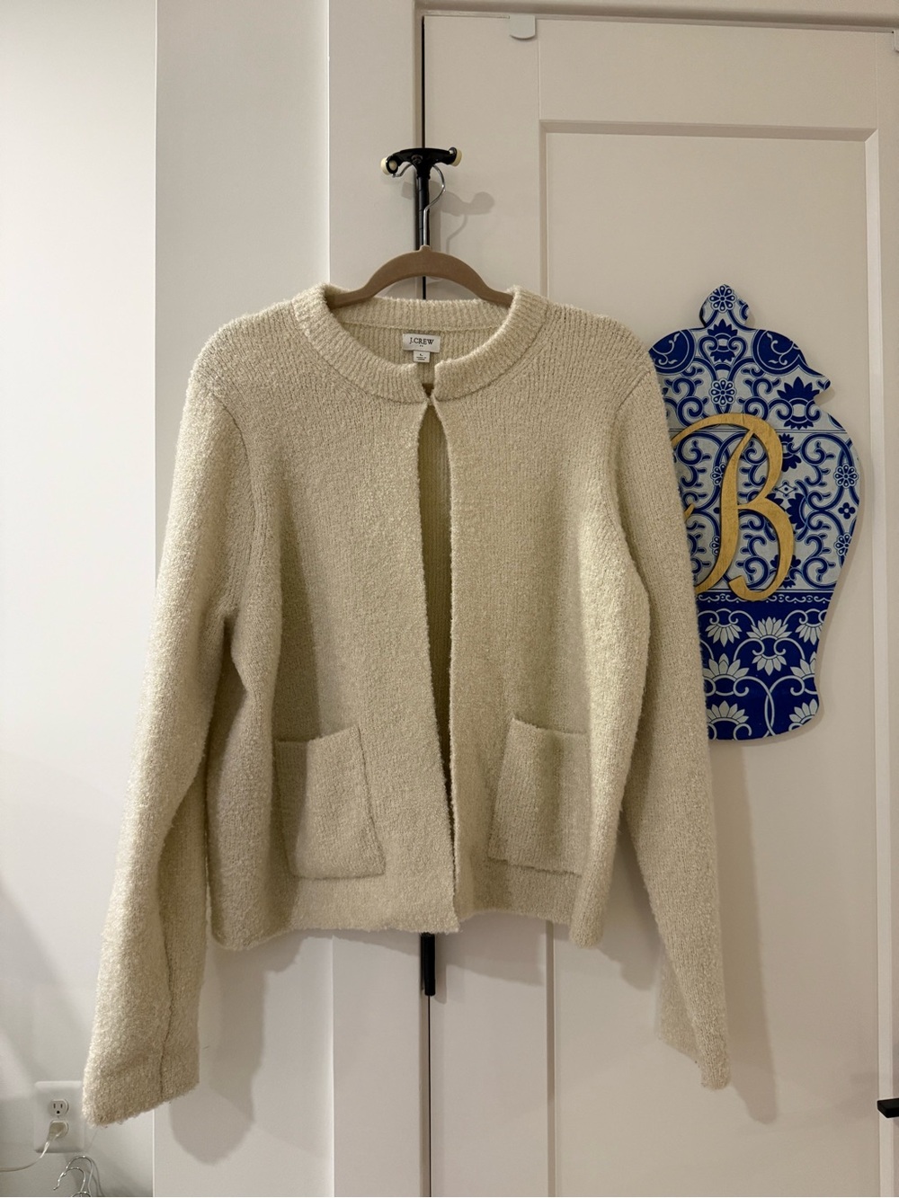 J. Crew Cream Bouclé Open Cardigan Jacket